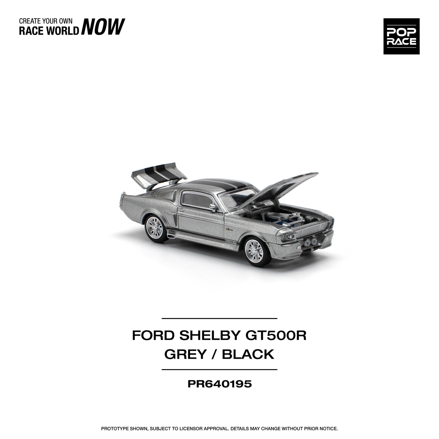 Pop Race 1:64 1967 Shelby Mustang GT500 Grey/Black (Preorder)