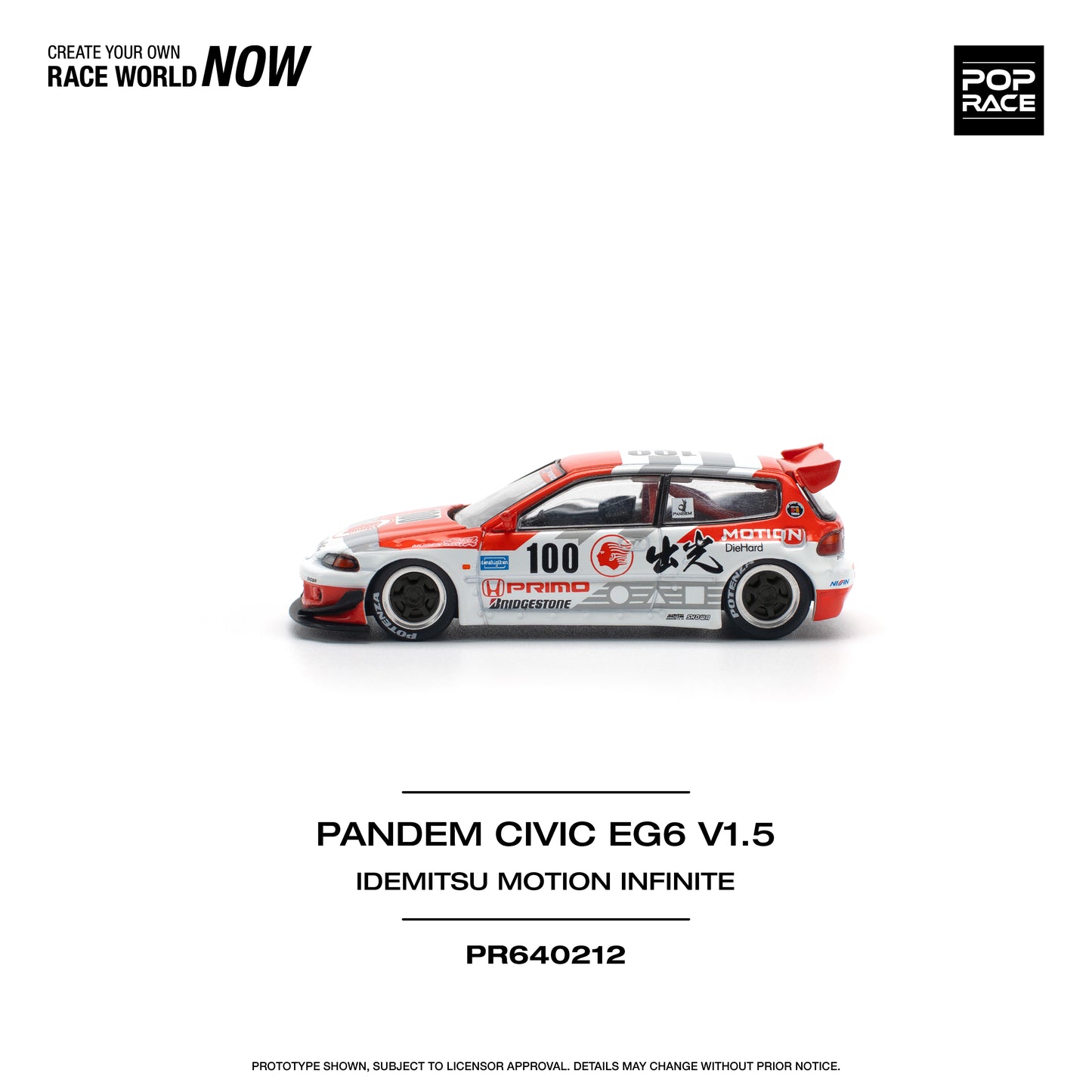 Pop Race 1:64 Pandem Civic EG6 V1.5 Idemitsu Motion Infinite (Preorder)