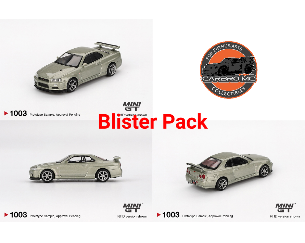 Mini GT 1:64 Nissan Skyline GT-R (R34) V-Spec II Nür MGT01003-BL (Preorder)