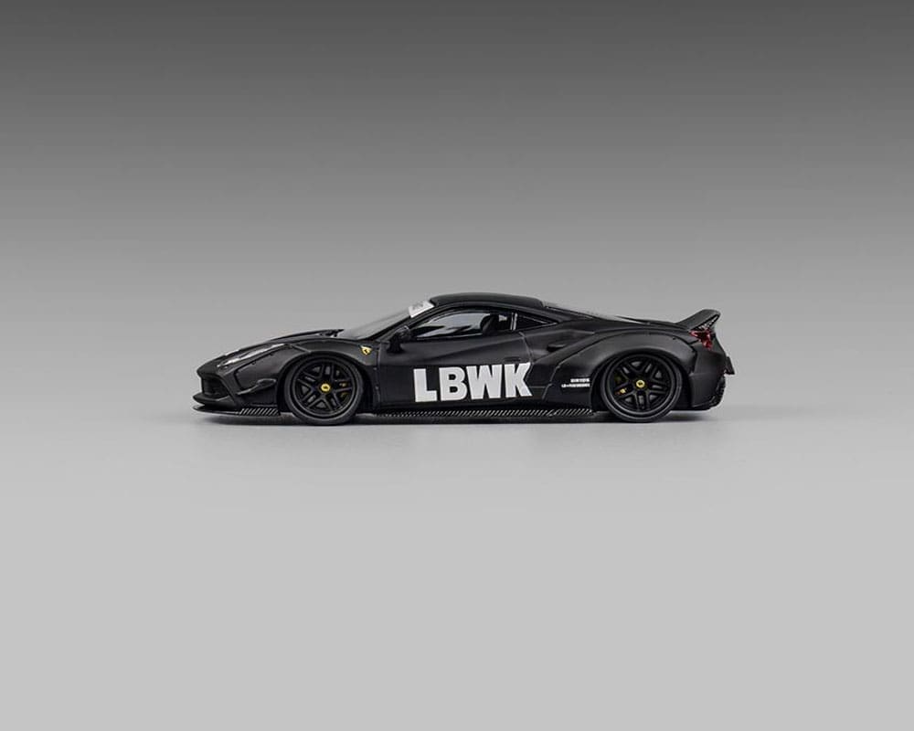 CM Model 1:64 LBWK Liberty Walk F488 Widebody Indonesia Exclusive – Matted Black with Carbon – Limited Edition