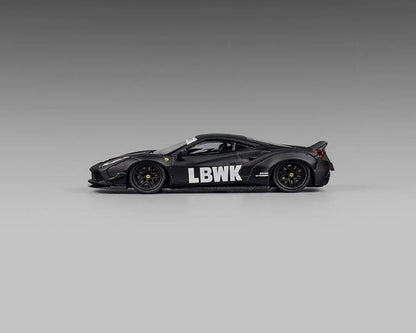 CM Model 1:64 LBWK Liberty Walk F488 Widebody Indonesia Exclusive – Matted Black with Carbon – Limited Edition
