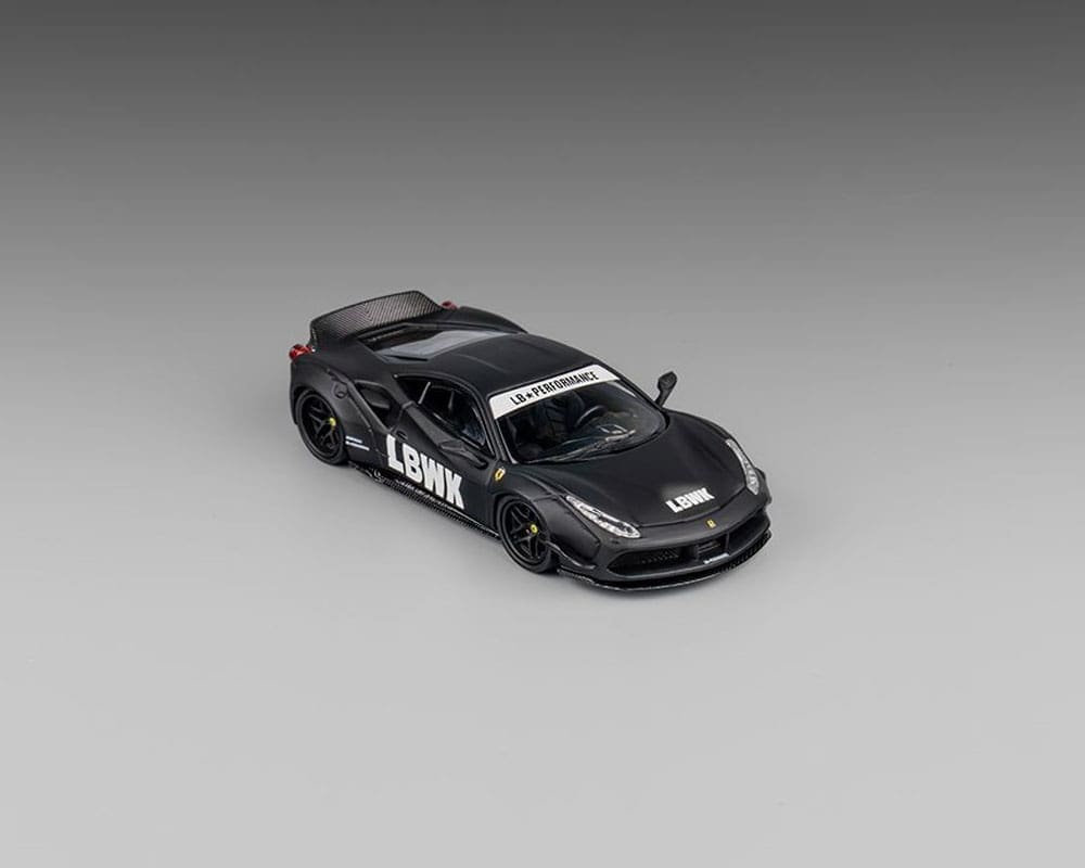 CM Model 1:64 LBWK Liberty Walk F488 Widebody Indonesia Exclusive – Matted Black with Carbon – Limited Edition