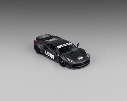 CM Model 1:64 LBWK Liberty Walk F488 Widebody Indonesia Exclusive – Matted Black with Carbon – Limited Edition