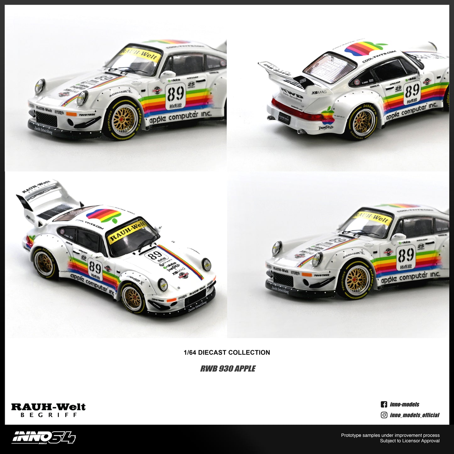 Model car with colorful livery on a white background
