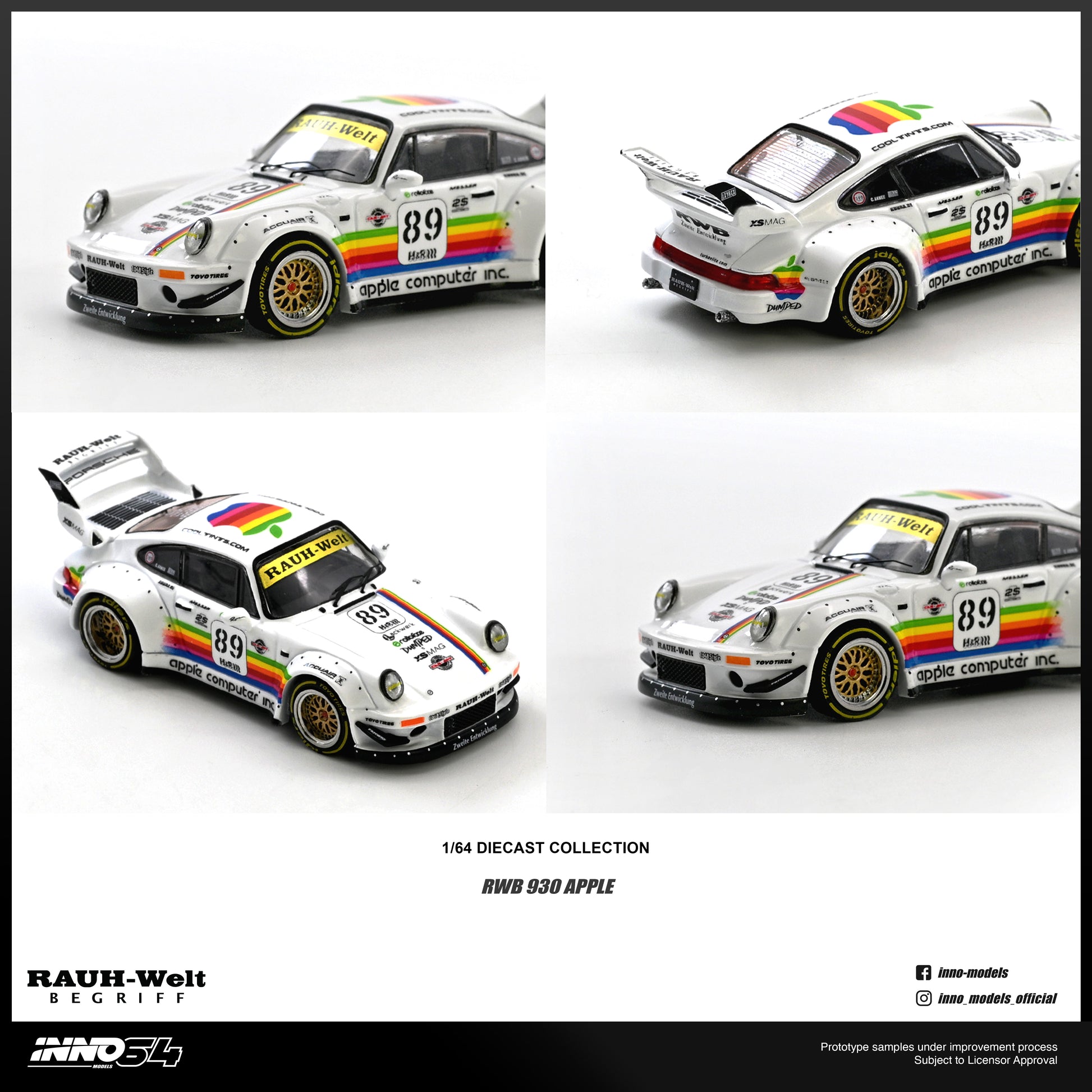 Model car with colorful livery on a white background