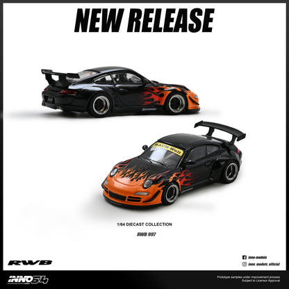 Two model cars with flame design on a white background, labeled 'New Release'.