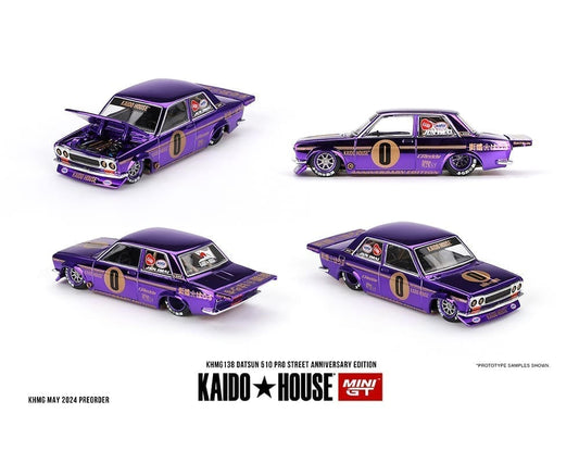 Kaido House Datsun 510 Pro Street Anniversary Edition Purple KHMG138 Diecast car model