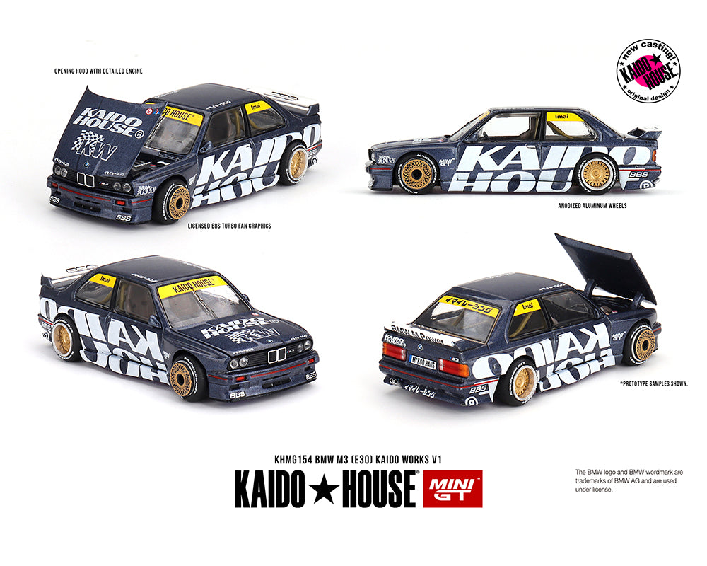 Kaido House x Mini GT 1:64 BMW M3 (E30) Kaido Works V1 KHMG154 Diecast Car Model