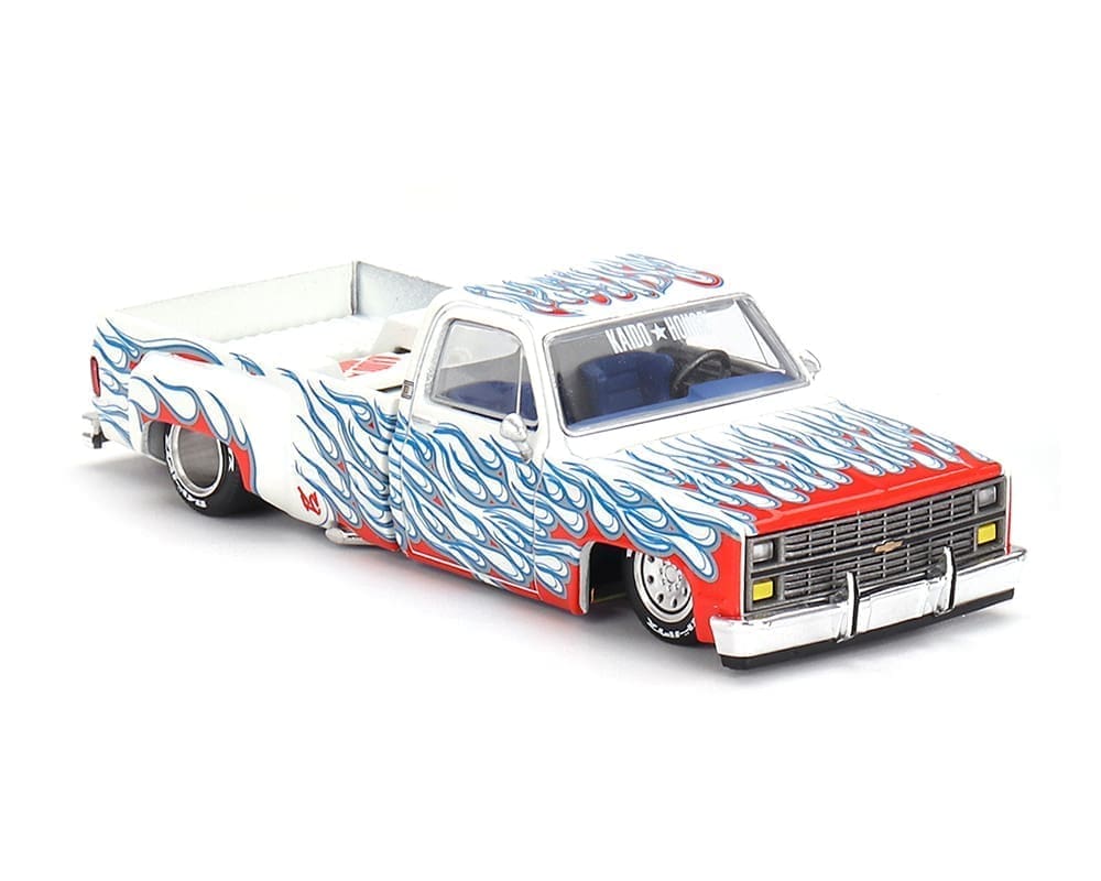 Kaido House x Mini GT 1:64 Chevrolet Silverado Dually on Fire V2 – White Flames