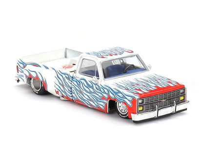 Kaido House x Mini GT 1:64 Chevrolet Silverado Dually on Fire V2 – White Flames