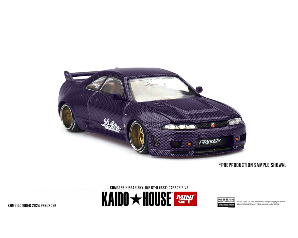 Kaido House x Mini GT 1:64 Nissan Skyline GT-R (R33) Active Carbon R V2 – Purple Carbon (Preorder)