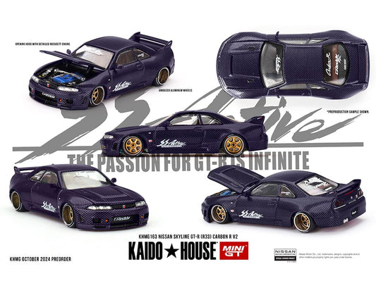 Kaido House x Mini GT 1:64 Nissan Skyline GT-R (R33) Active Carbon R V2 – Purple Carbon (Preorder)