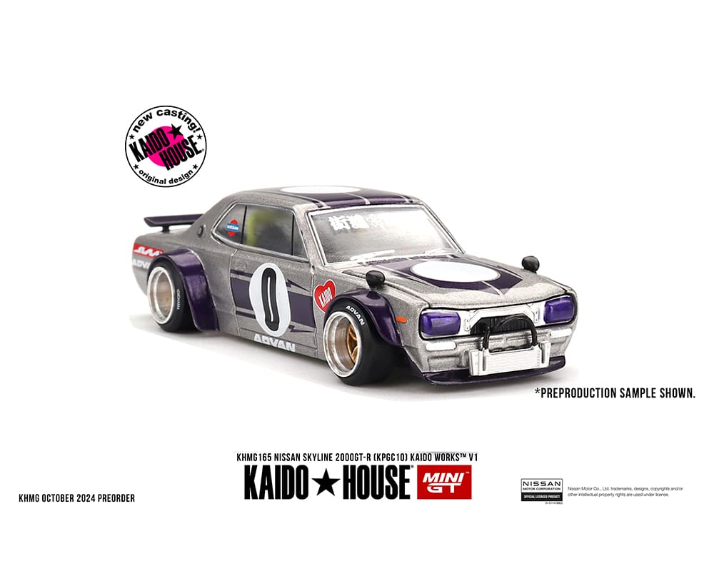 Kaido House x Mini GT 1:64 Nissan Skyline GT-R (KPGC10) Kaido Works V1 – Silver (Preorder)