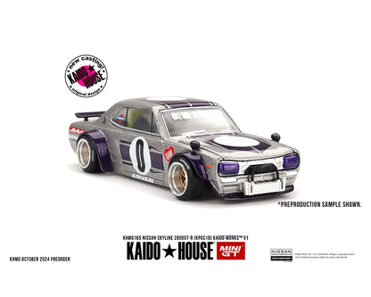 Kaido House x Mini GT 1:64 Nissan Skyline GT-R (KPGC10) Kaido Works V1 – Silver (Preorder)