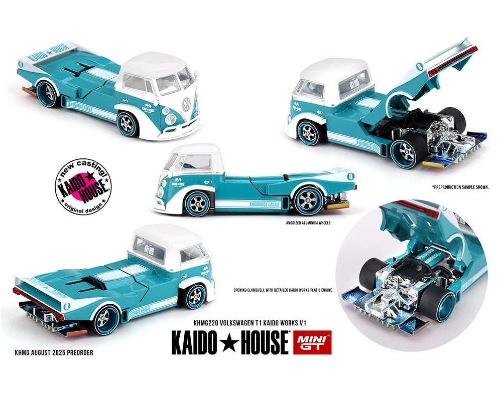 (Preorder) Kaido House x Mini GT Volkswagen T1 KAIDO WORKS V1 – Turquoise/White KHMG220