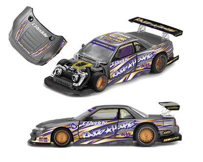 (Preorder) Kaido House x Mini GT 1:64 Nissan Silvia S13-R Kaido Drift V1 Greddy – Gunmetal Gray KHMG235