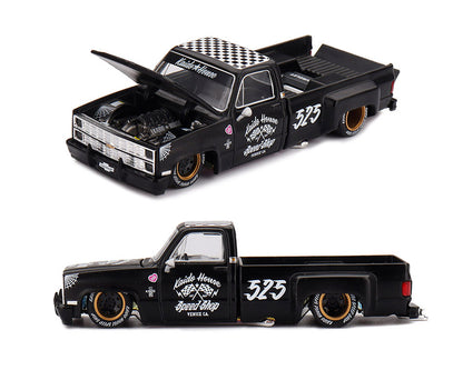 (Preorder) Kaido House x Mini GT 1:64 Chevrolet Silverado Dually Hot Rod V1 – Flat Black KHMG236