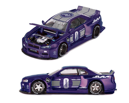 (Preorder) Kaido House x Mini GT 1:64 Nissan Skyline GT-R (R34) Kaido factory Racing V2 – Midnight Purple KHMG240