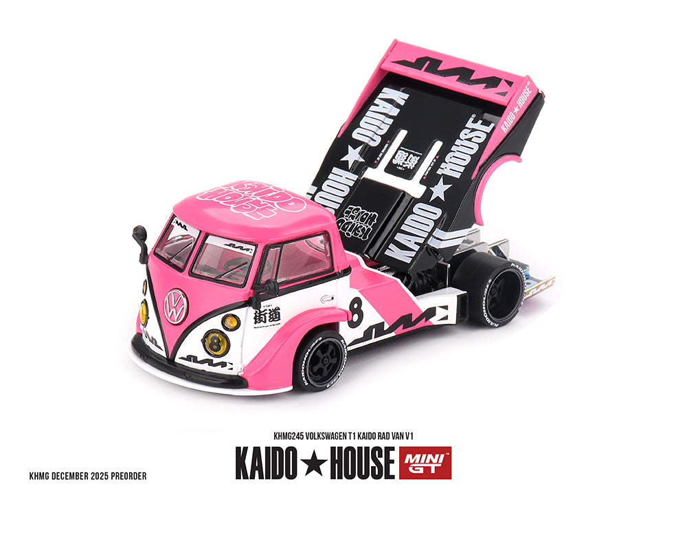 Model car with pink and black design on a white background, featuring Kaido House branding.