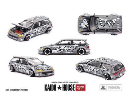 Model cars of Honda Civic EF9 with Kaido House branding on a white background