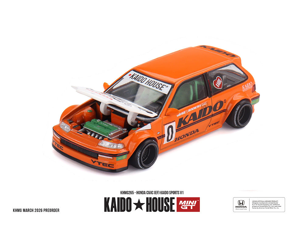 Orange model car with 'Kado House' branding on a white background