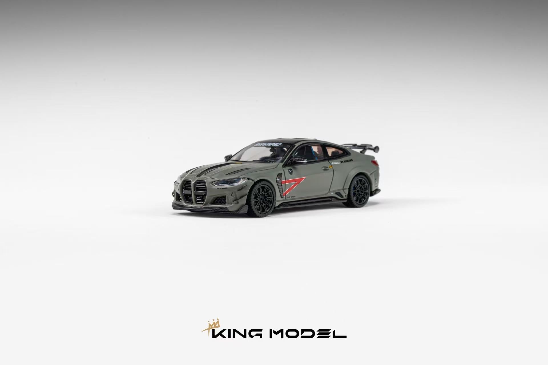 Model car of a sports car on a gray background with 'KING MODEL' branding.