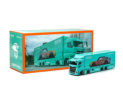 GCD 1:64 Liberty Walk LB-Trucks Mitsubishi Fuso Super Great Transporter LBWK – Blue KS-073-425