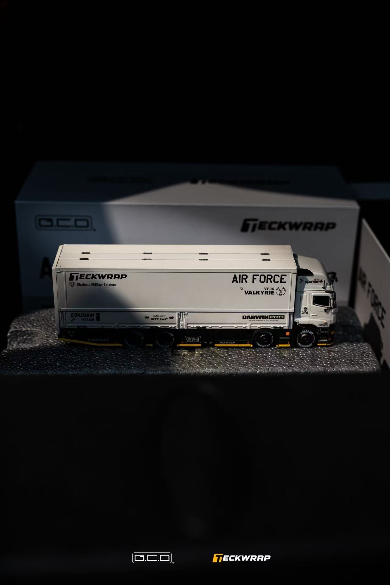 Hino Profia 700 DarwinPro &TECKWRAP Combat Grey model truck with 'Air Force' branding on a dark background