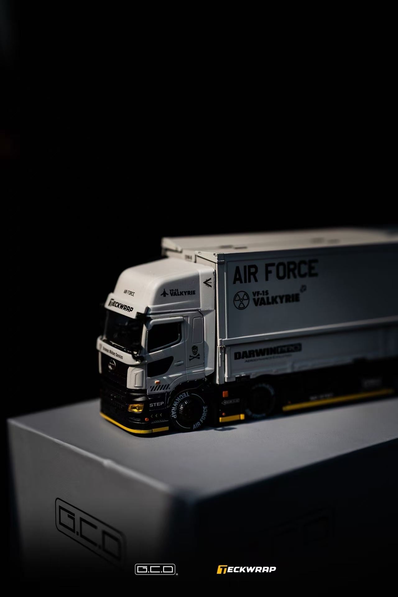 Hino Profia 700 DarwinPro &TECKWRAP Combat Grey Model truck with 'Air Force' branding on a dark background