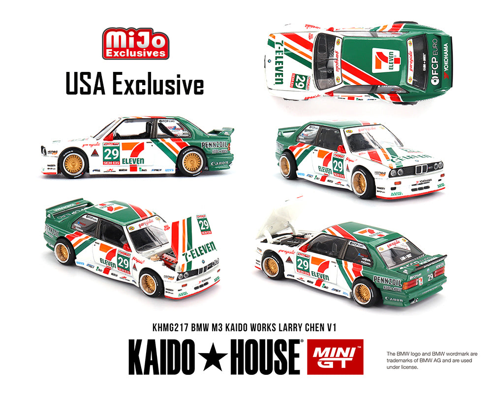 Kaido House x Mini GT 1:64 BMW M3 Kaido Works Larry Chen V1 USA Exclusive KHMG217 diecast model car from CarBro MC Canada