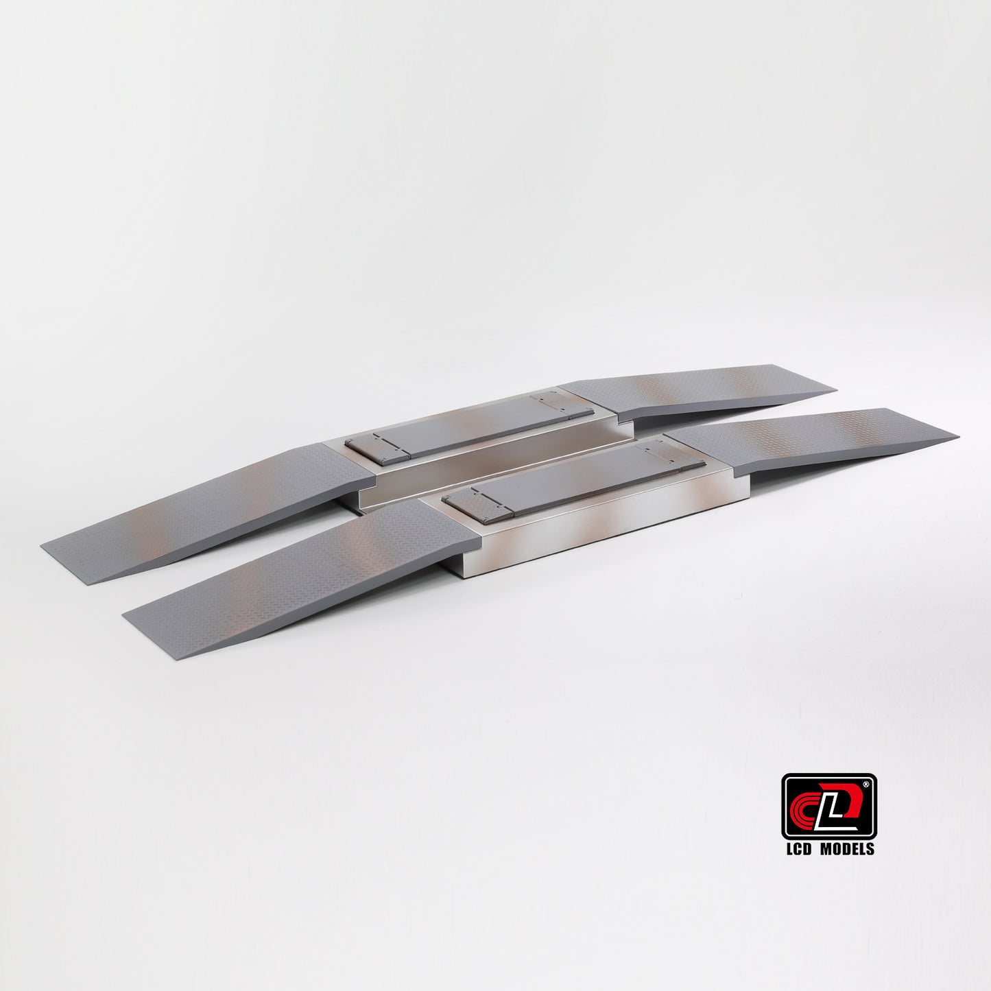 Metallic object with a hinge on a white background, featuring the LEO Models logo.