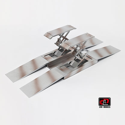 Metallic model of a vehicle with open doors on a white background, featuring the LEO Models logo.