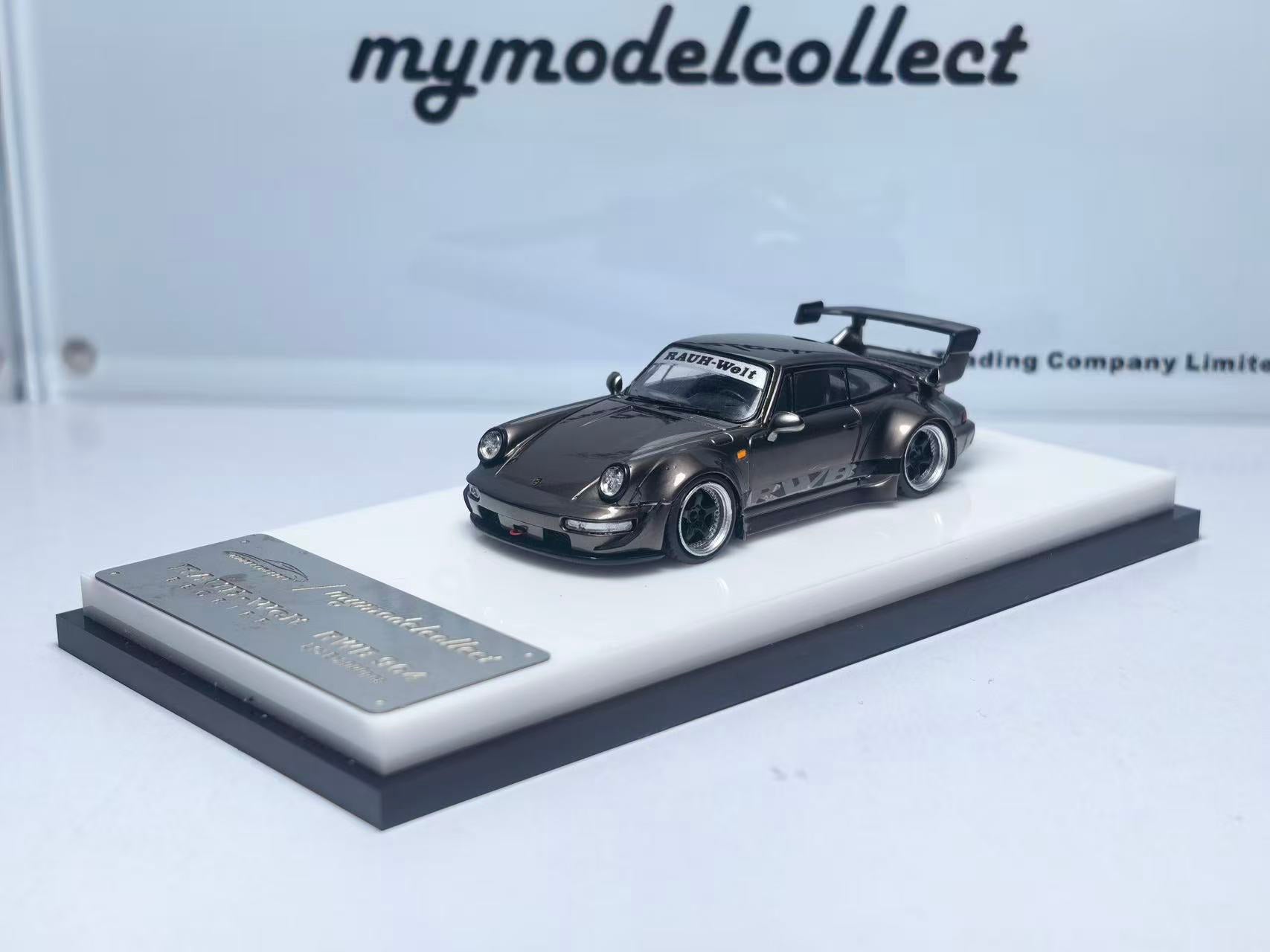 Model car on a display stand with 'mymodelcollect' branding.