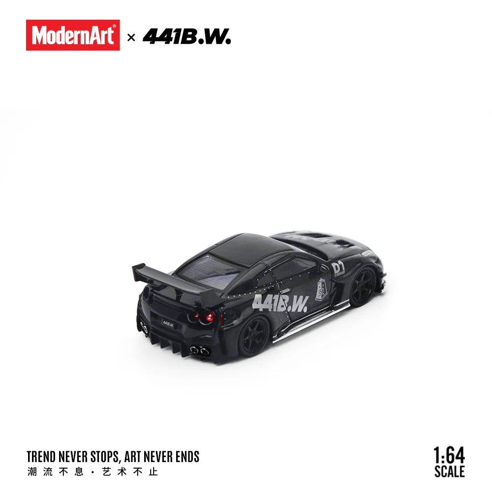 Black model car with '441B.W.' branding on a white background, featuring ModernArt and 441B.W. logos.