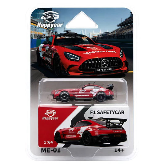 Red F1 safety car model in packaging with HappyCar branding