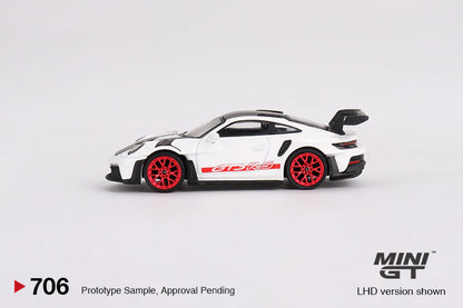 Mini GT 1:64 Porsche 911 (992) GT3 RS Weissach Package – White with Pyro Red MGT00706-MJ