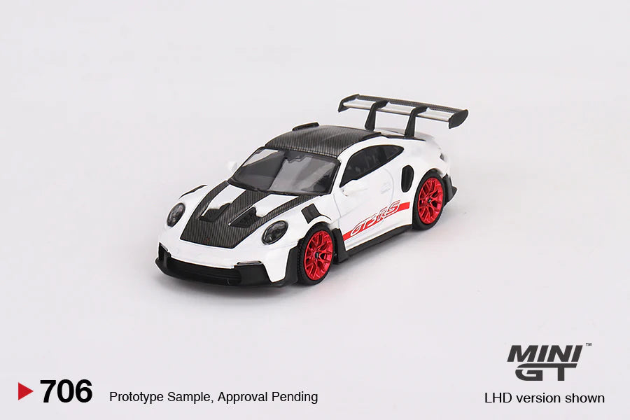 Mini GT 1:64 Porsche 911 (992) GT3 RS Weissach Package – White with Pyro Red MGT00706-MJ