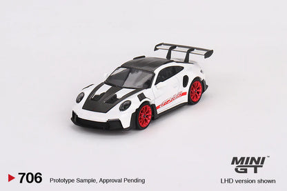 Mini GT 1:64 Porsche 911 (992) GT3 RS Weissach Package – White with Pyro Red MGT00706-MJ