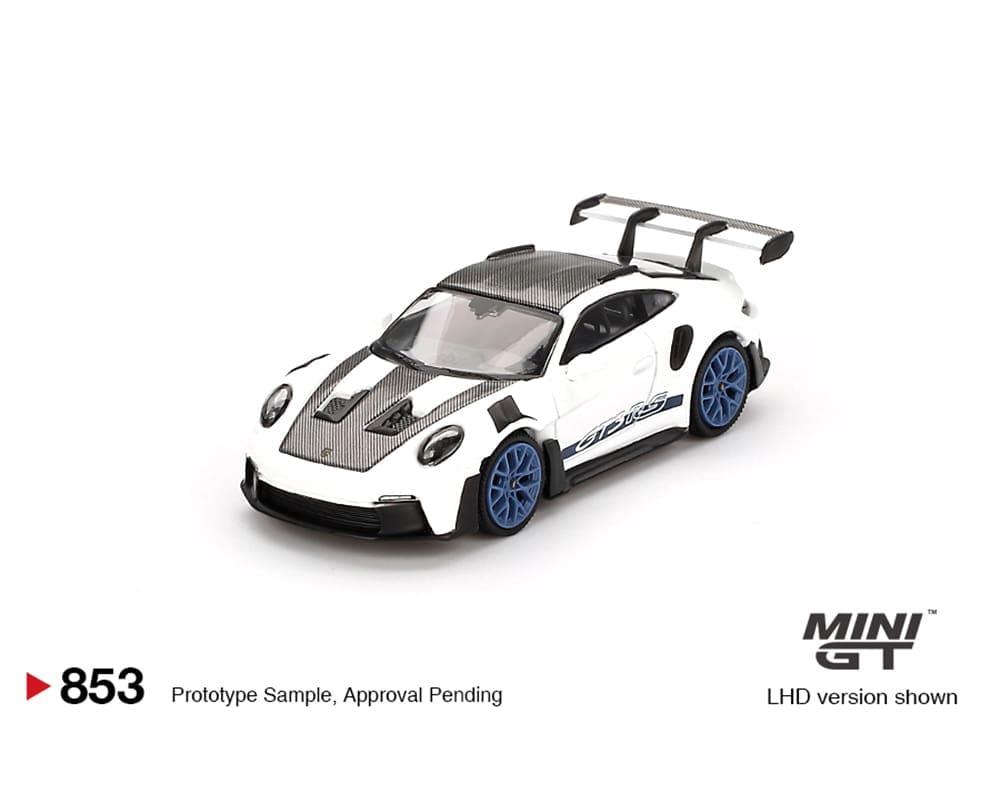 Mini GT 1:64 Porsche 911 (992) GT3 RS Weissach Package – White with Indigo Blue (Preorder)
