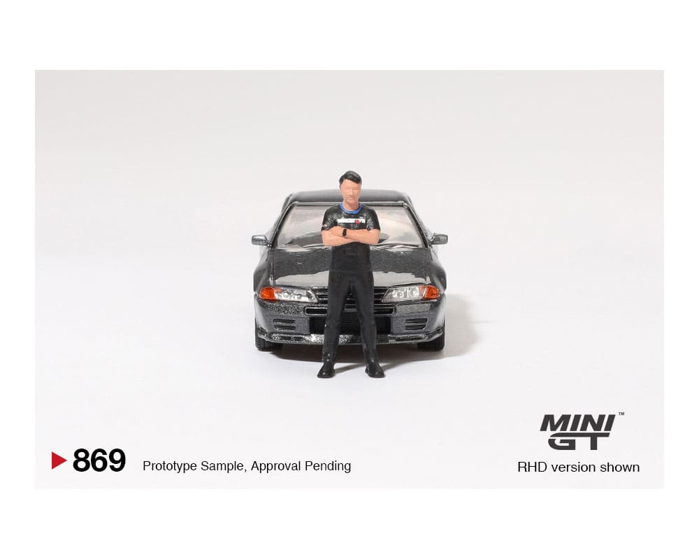 Mini GT 1:64 Nissan Skyline GT-R (R32) Nismo Gunmetal W/ Matsuda Figure – Tsugio Matsuda Collection (Preorder)