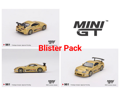 MiniGT 1/64 Toyota Supra (A80) Top Secret GT-300 – Top Secret Gold MGT00961-BL Diecast car model for collecitble