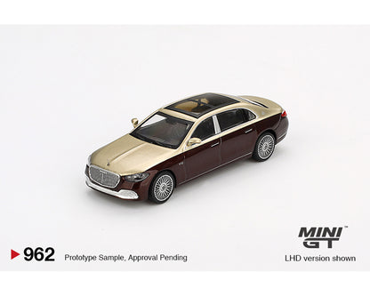 Mini GT 1:64 Mercedes-Maybach S680 – Gold / Dark Red Metallic MGT00962-BL (Preorder)
