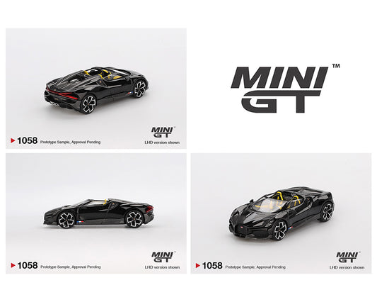 (Preorder) Mini GT 1:64 Bugatti W16 – Mistral Black MGT01058-BL