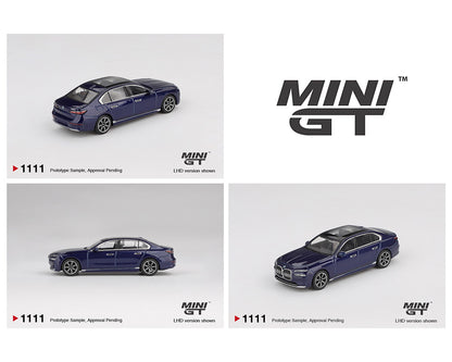 (Preorder) Mini GT 1:64 BMW i7 xDrive60 – Tanzanite Blue Metallic MGT01111-BL