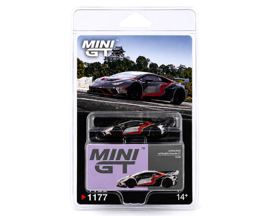 Mini GT 1:64 LB Works Lamborghini Huracan GT RONIN #63 black red Liberty Walk widebody diecast model car MGT01177-BL