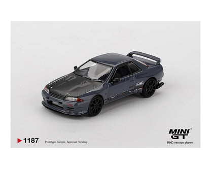 Mini GT Nissan Skyline GT-R Top Secret VR32 Stealth Grey in white background