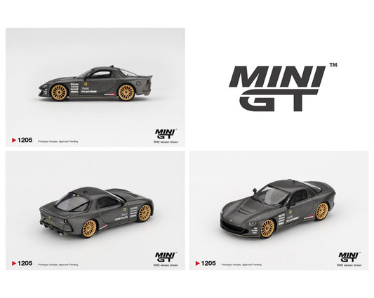 Three model cars displayed with 'MINI GT' branding on a white background