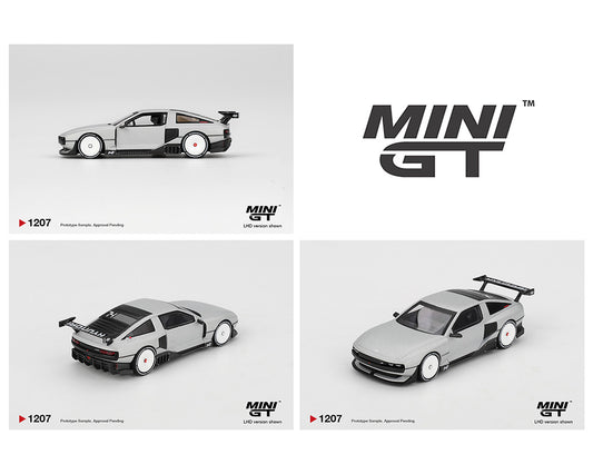 Three model cars displayed with 'MINI GT' branding on a white background
