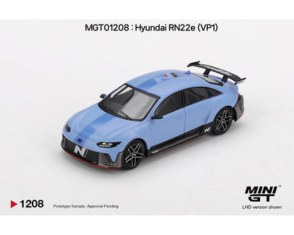 Model car of Hyundai RN22e on a white background with 'MINI GT' branding.