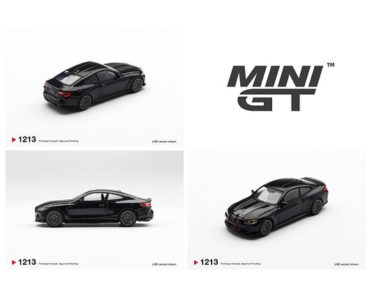 Three black model cars displayed with 'MINI GT' branding on a white background.